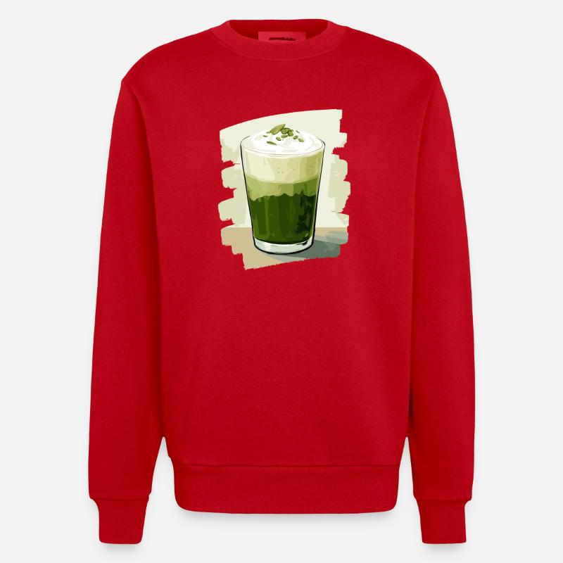 Matcha Latte Lover Thé vert - Sweat bio épais oversize fabriqué en UE - rouge