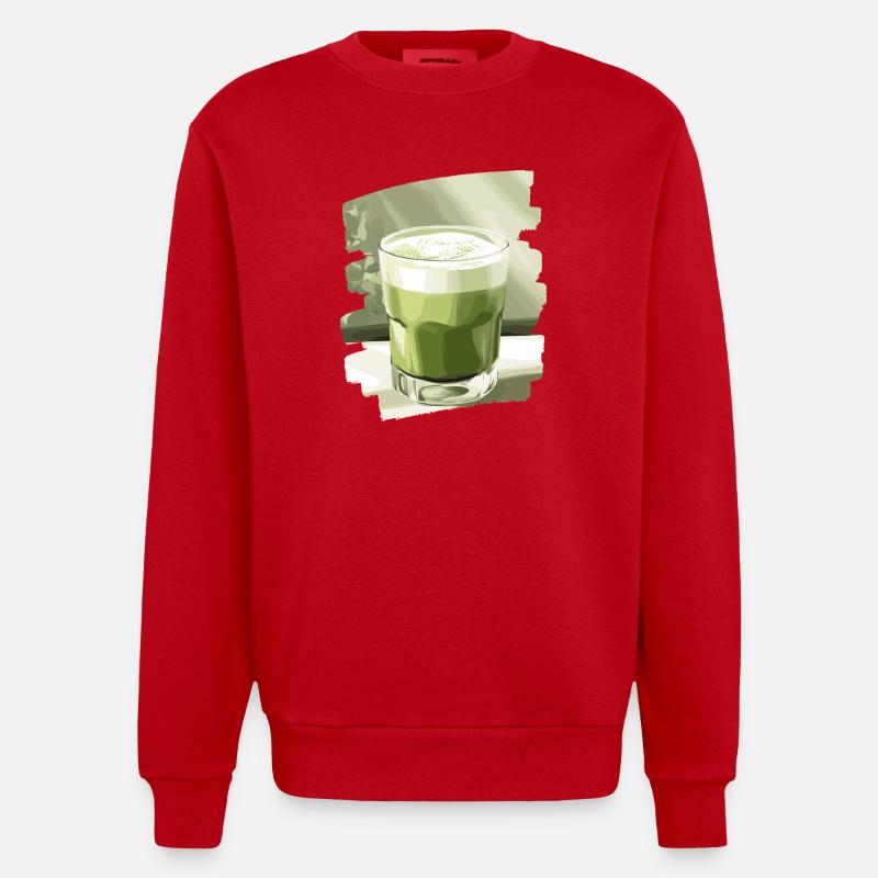 Matcha Latte Lover Thé vert - Sweat bio épais oversize fabriqué en UE - rouge