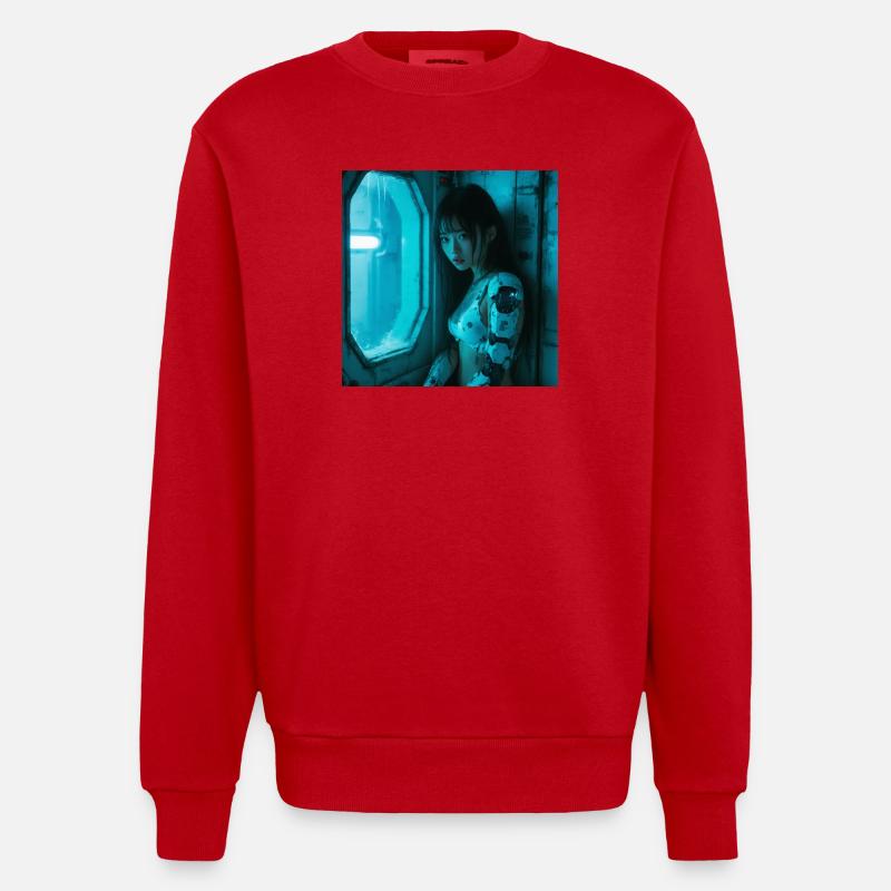 N-dless Nights: Deep in space - Heavyweight Oversized Organic Crew Neck Made in EU - red