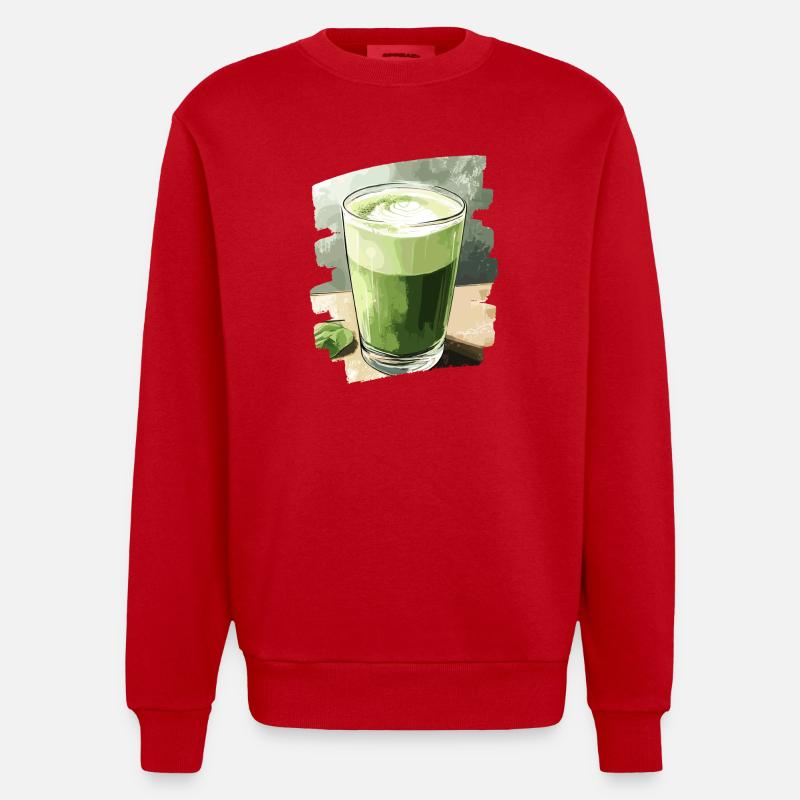 Matcha Latte Lover Thé vert - Sweat bio épais oversize fabriqué en UE - rouge