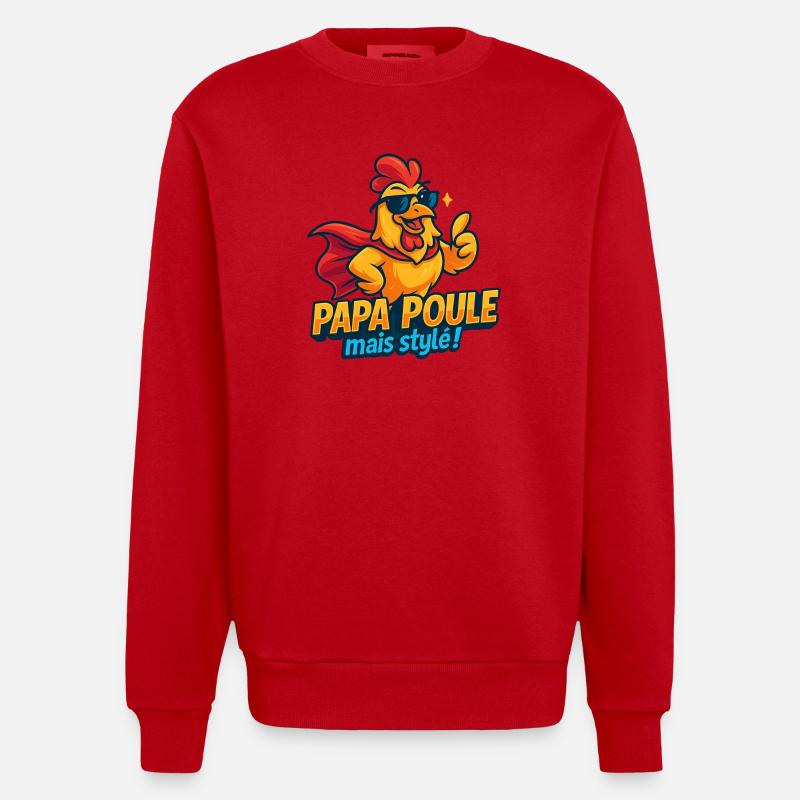 Poulet Style Mode Chic - Sweat bio épais oversize fabriqué en UE - rouge