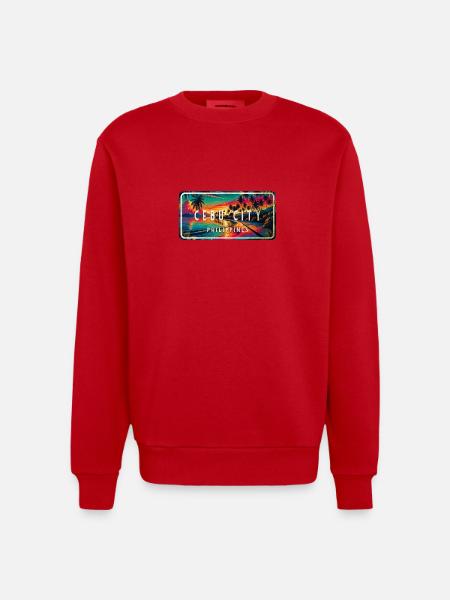 Cebu City – Tropical Retro Sign - Heavyweight Oversized Organic Crew Neck Made in EU - red