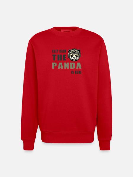 Tactical Panda – Keep Calm - Heavyweight Oversized Organic Crew Neck Made in EU - red