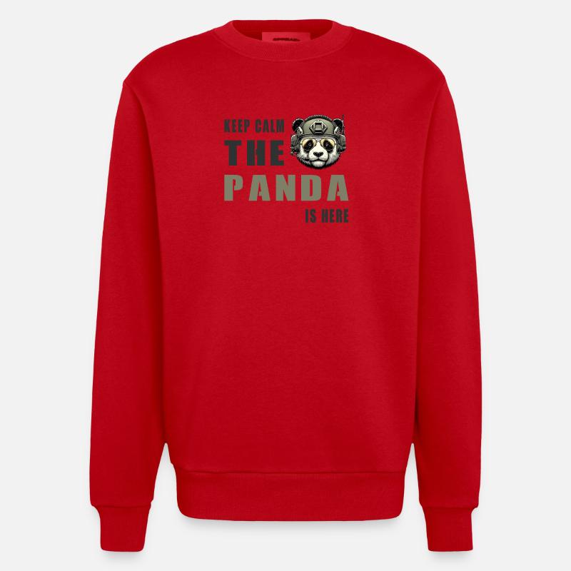 Panda tactique – Restez calme - Sweat bio épais oversize fabriqué en UE - rouge