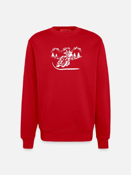 Motorrad Waldsilhouette - Heavyweight Oversized Organic Crew Neck Made in EU - Rot