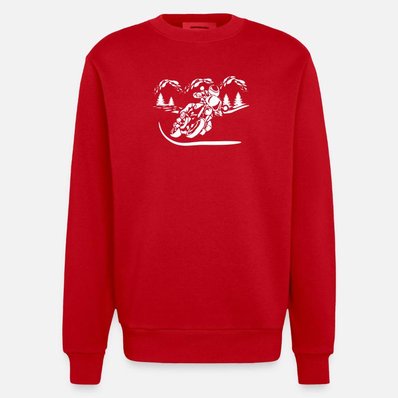 Silhouette de Moto Forêt - Sweat bio épais oversize fabriqué en UE - rouge