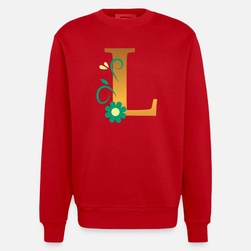 L - Heavyweight Oversized Organic Crew Neck Made in EU - red