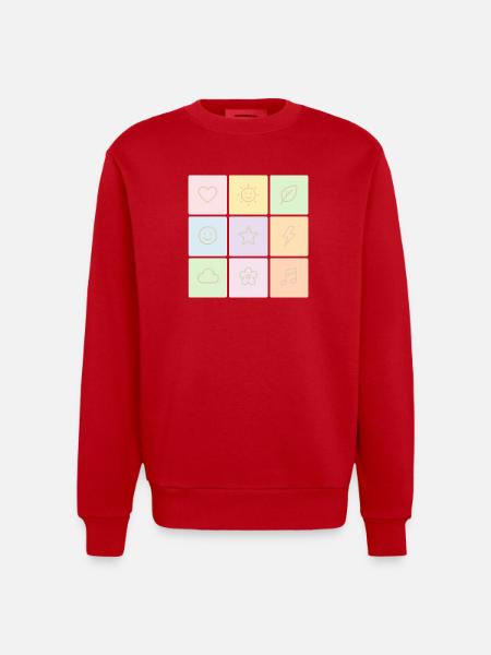 Pastel Bento Vibes - Heavyweight Oversized Organic Crew Neck Made in EU - red