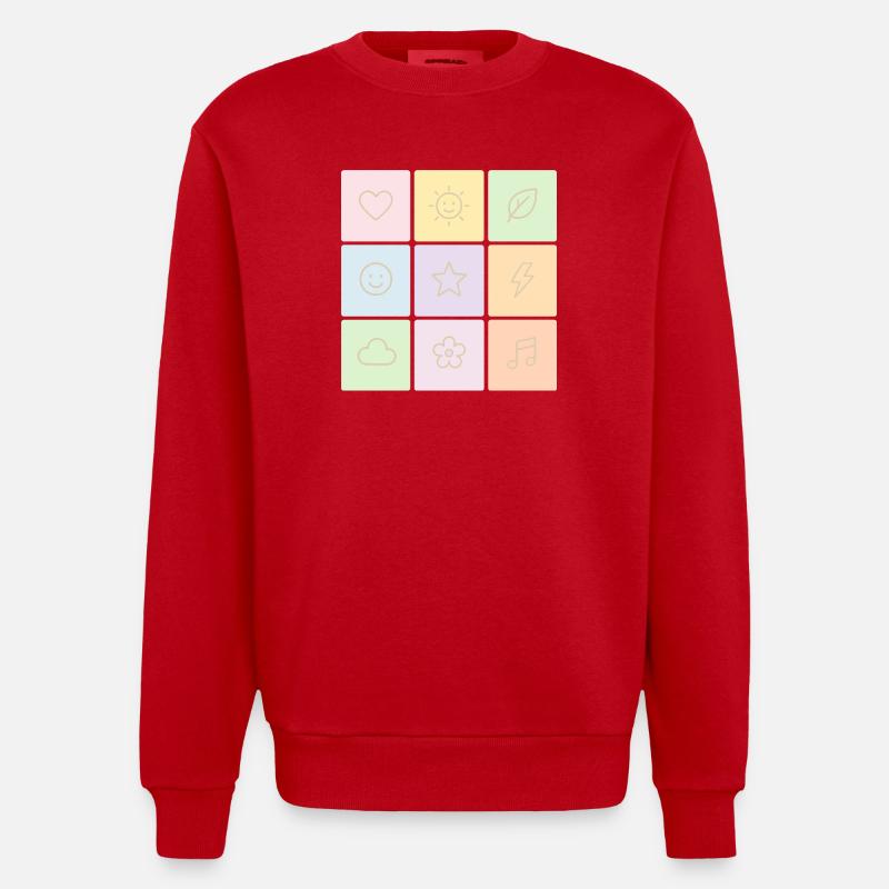 Pastel Bento Vibes - Heavyweight Oversized Organic Crew Neck Made in EU - red