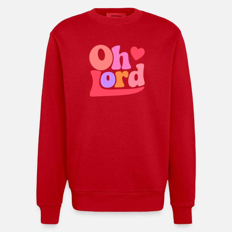 Oh Lord - Heavyweight Oversized Organic Crew Neck Made in EU - red