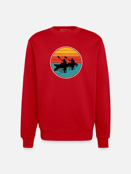 Sunset Kayak Duo Circle - Heavyweight Oversized Organic Crew Neck Made in EU - red