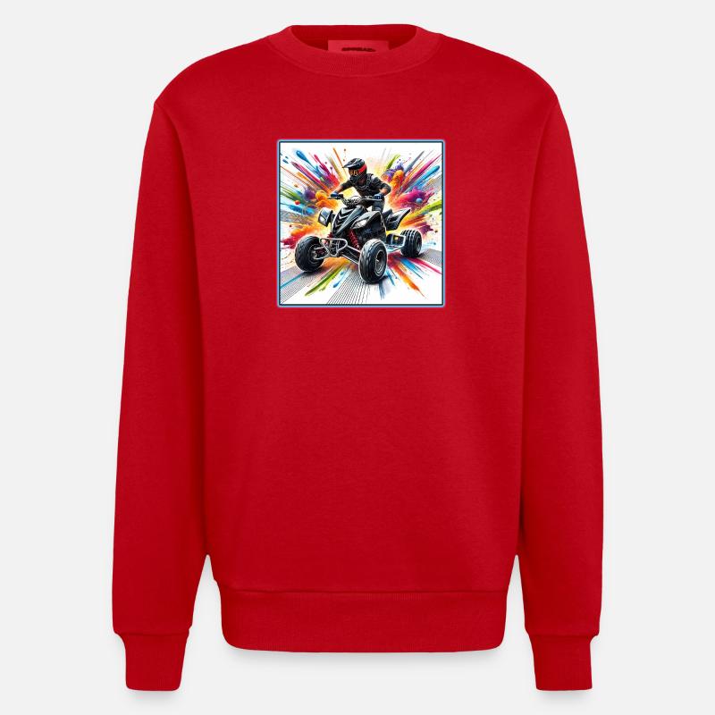 Quad Power – Farbenexplosion - Heavyweight Oversized Organic Crew Neck Made in EU - Rot