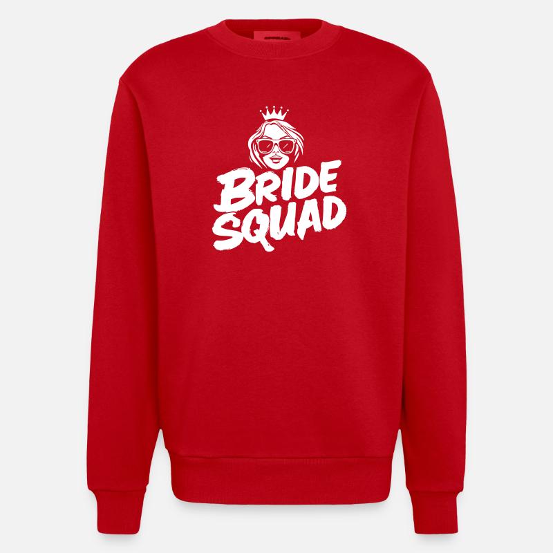 Braut „Bride Squad“-Design - Heavyweight Oversized Organic Crew Neck Made in EU - Rot