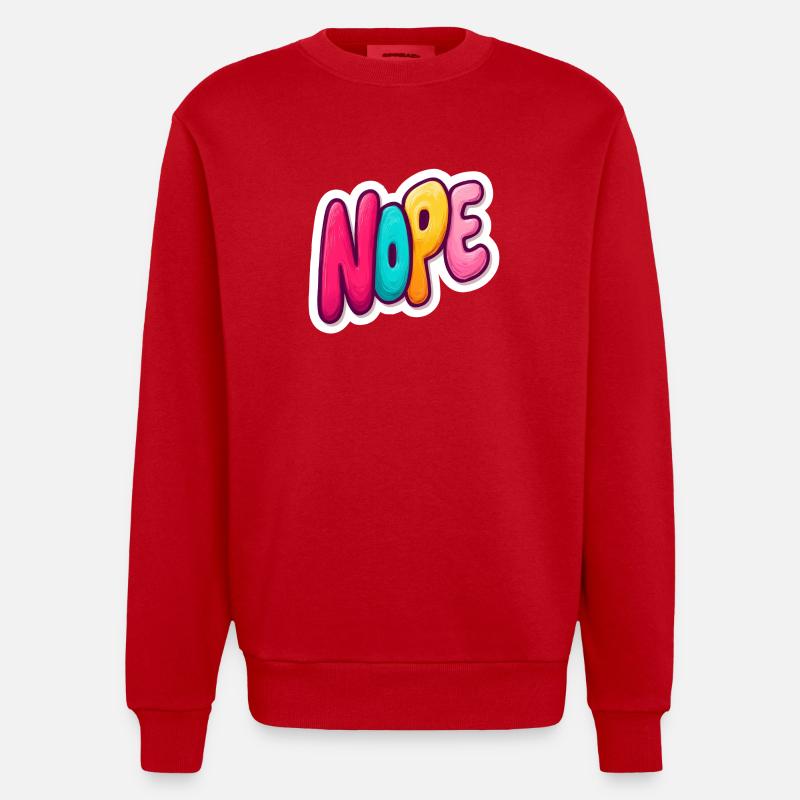 Nope - Heavyweight Oversized Organic Crew Neck Made in EU - red
