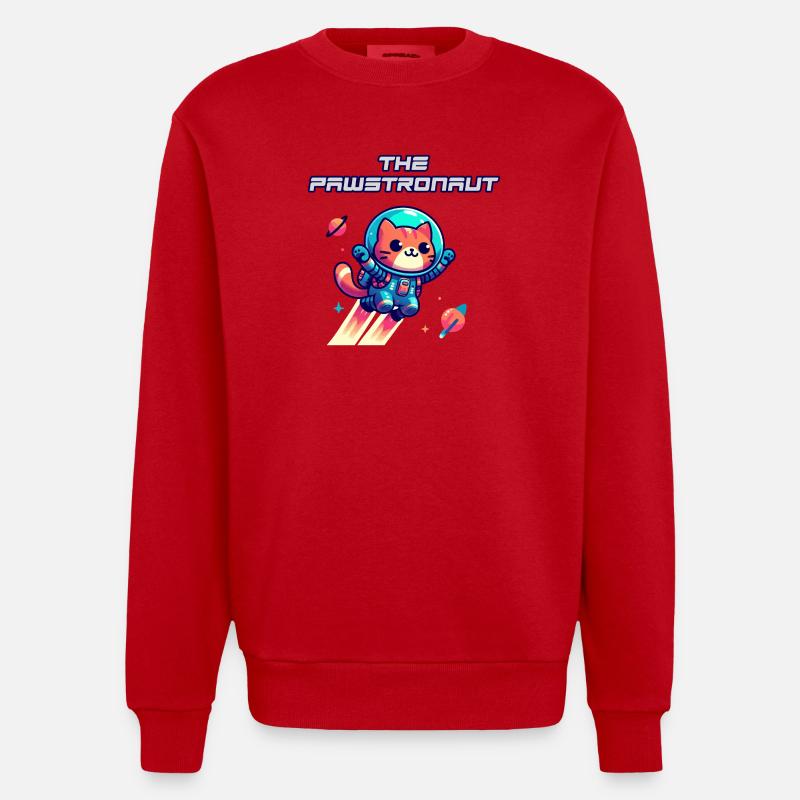 L’astronaute Cat dans l’espace - Sweat bio épais oversize fabriqué en UE - rouge