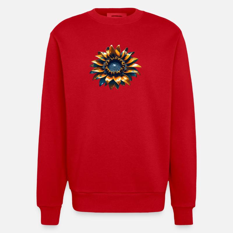 Sonnenblume mit Eisen - Heavyweight Oversized Organic Crew Neck Made in EU - Rot
