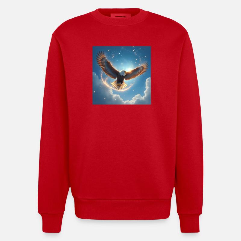 Animal Totem Aigle en Vol - Sweat bio épais oversize fabriqué en UE - rouge