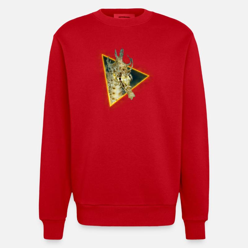 Hippocampe dans un triangle - Sweat bio épais oversize fabriqué en UE - rouge