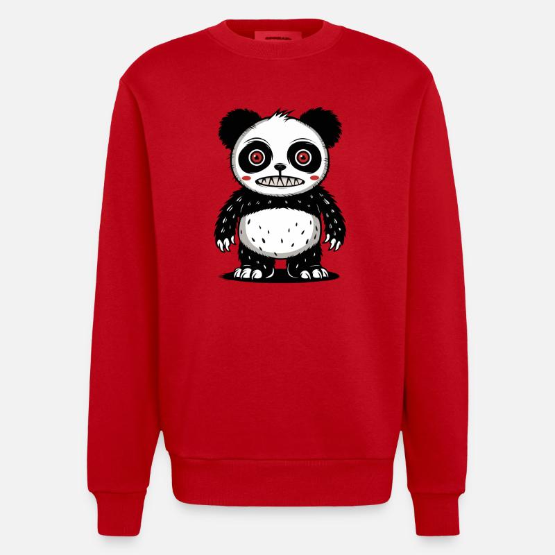 Panda bär - Heavyweight Oversized Organic Crew Neck Made in EU - Rot