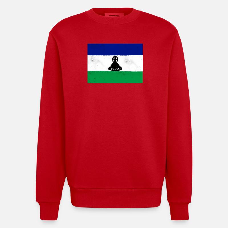 Drapeau du Lesotho - Sweat bio épais oversize fabriqué en UE - rouge