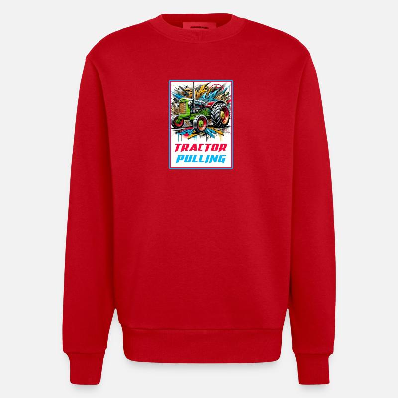 Tractor Pulling Power - Heavyweight Oversized Organic Crew Neck Made in EU - Rot