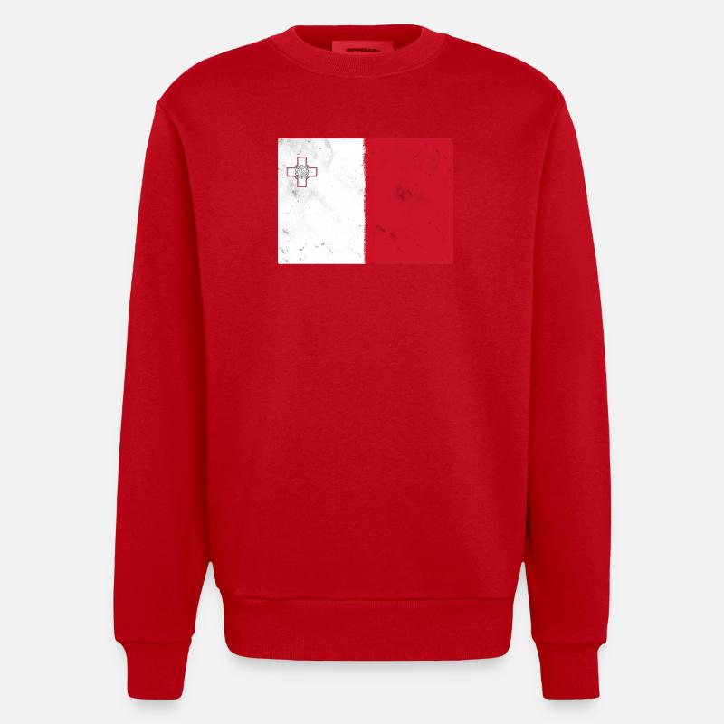Drapeau de Malte - Sweat bio épais oversize fabriqué en UE - rouge