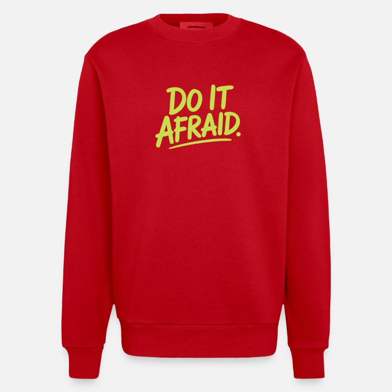 Do It Afraid Mut Weiterentwicklung Motivation - Heavyweight Oversized Organic Crew Neck Made in EU - Rot