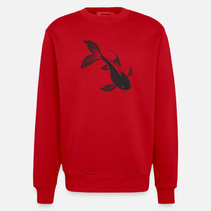 Conception élégante de silhouette de poisson - Sweat bio épais oversize fabriqué en UE - rouge