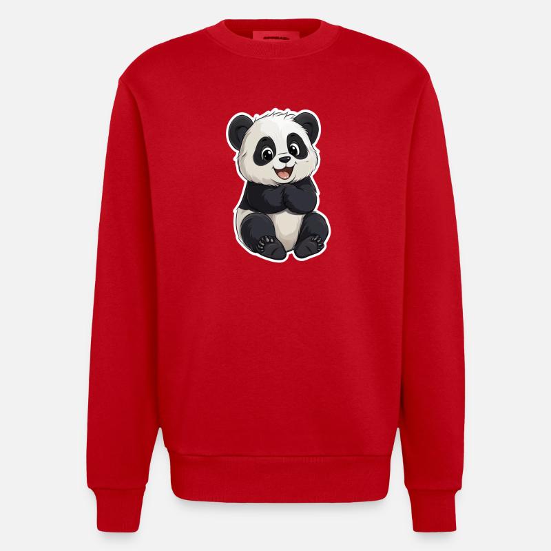 Ours panda mignon - Sweat bio épais oversize fabriqué en UE - rouge