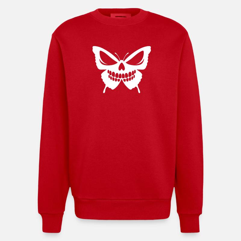 Conception complexe de crâne de papillon - Sweat bio épais oversize fabriqué en UE - rouge