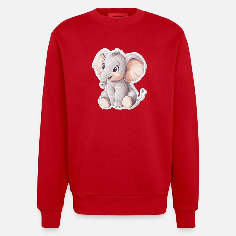 Éléphant - Sweat bio épais oversize fabriqué en UE - rouge