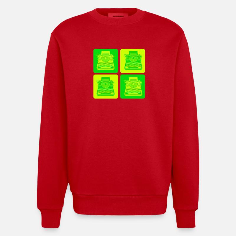 Conception de machine à écrire - Sweat bio épais oversize fabriqué en UE - rouge