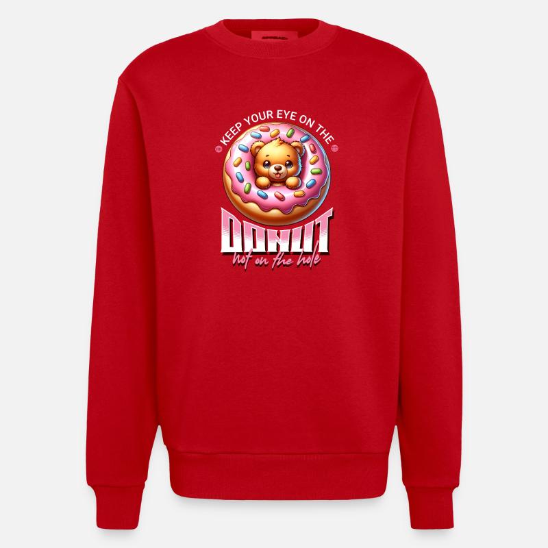 Donut bear motif with icing - Heavyweight Oversized Organic Crew Neck Made in EU - red