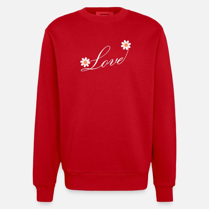 Blumenliebe Skript Design - Heavyweight Oversized Organic Crew Neck Made in EU - Rot