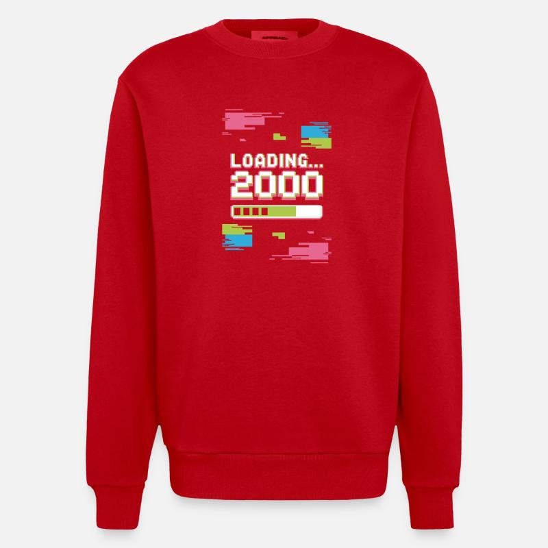 Retro Loading 2000 Pixel - Heavyweight Oversized Organic Crew Neck Made in EU - Rot