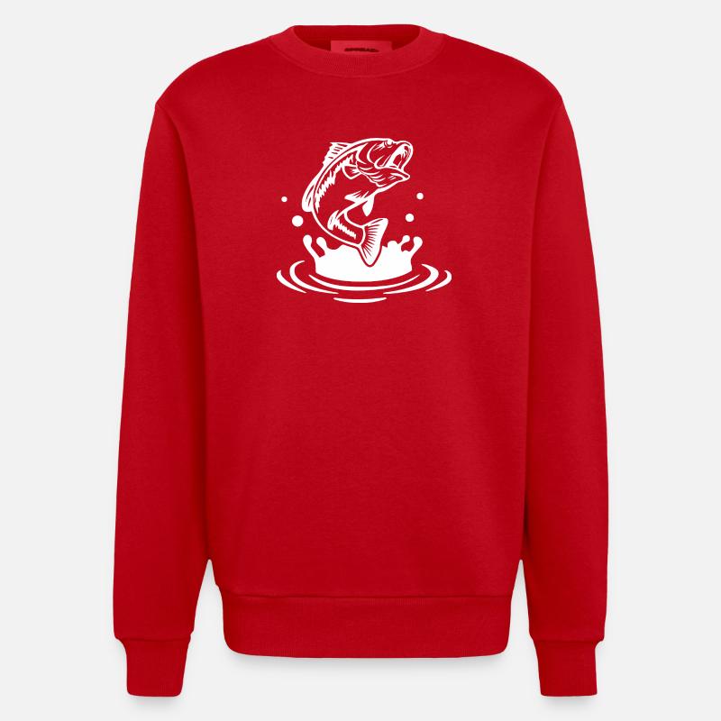 Illustration de saut de poisson dynamique - Sweat bio épais oversize fabriqué en UE - rouge