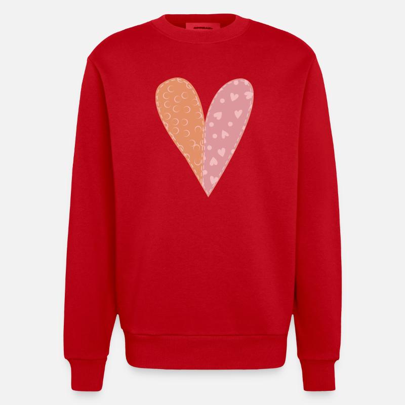 Patchwork Herz Nr. 7 - Heavyweight Oversized Organic Crew Neck Made in EU - Rot