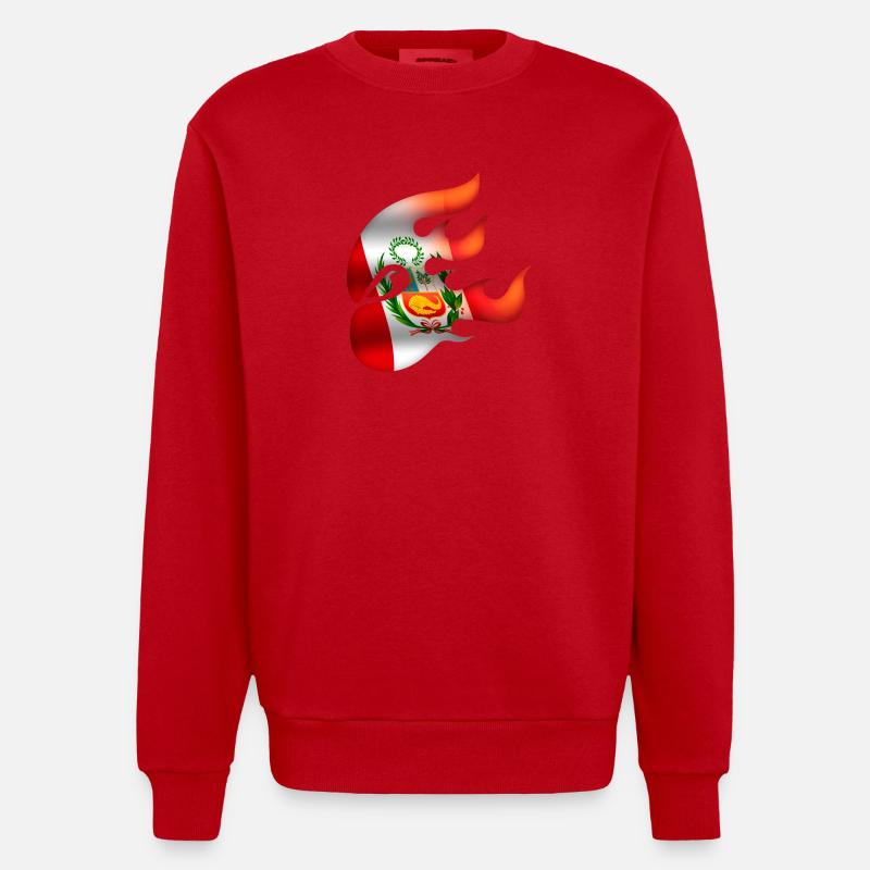 Drapeau du Pérou - Pérou - Ninja - Sweat bio épais oversize fabriqué en UE - rouge