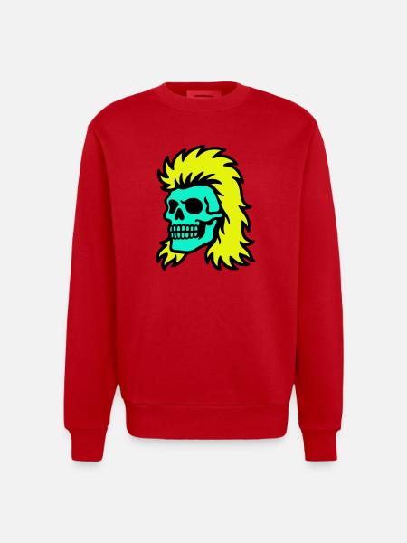 Mullet Skull - Heavyweight Oversized Organic Crew Neck Made in EU - red