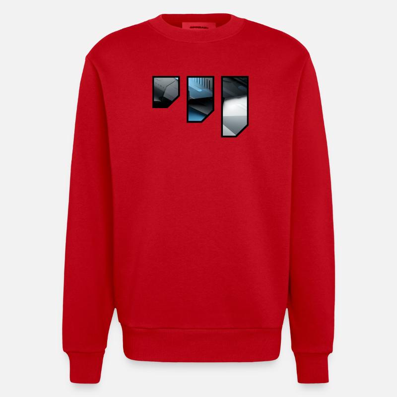 Futuristic Techno Abstract Pattern - Heavyweight Oversized Organic Crew Neck Made in EU - red