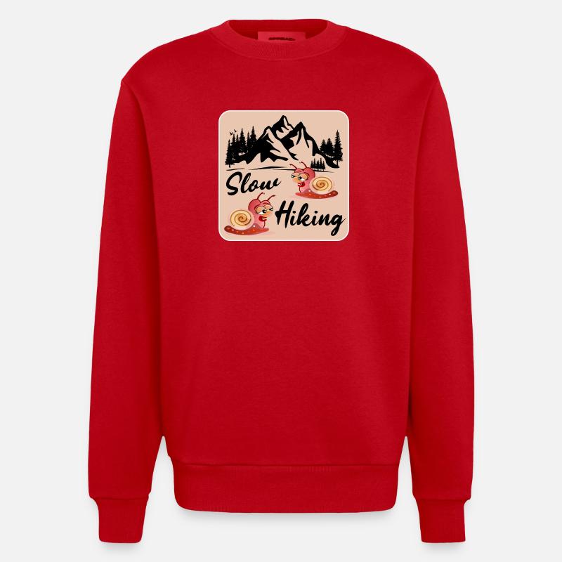 LANGSAM WANDERNDES PAAR SCHNECKE - Heavyweight Oversized Organic Crew Neck Made in EU - Rot