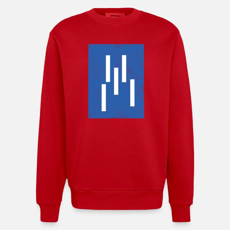 Composition abstraite de lignes verticales - Sweat bio épais oversize fabriqué en UE - rouge