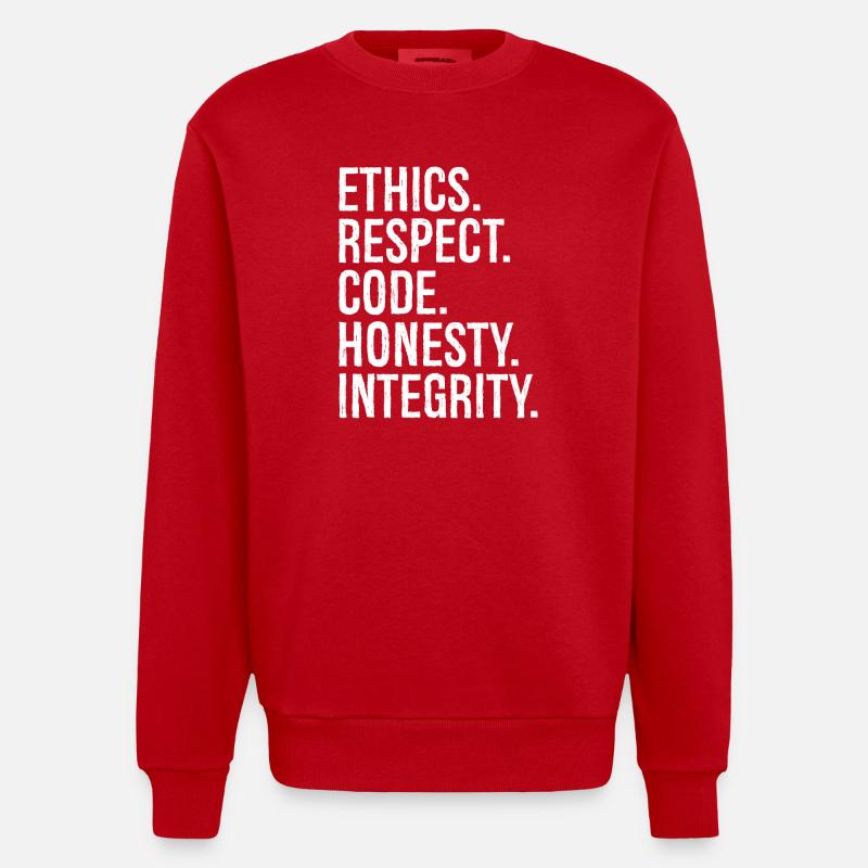 Éthique Respect Code Honnêteté Intégrité - Sweat bio épais oversize fabriqué en UE - rouge