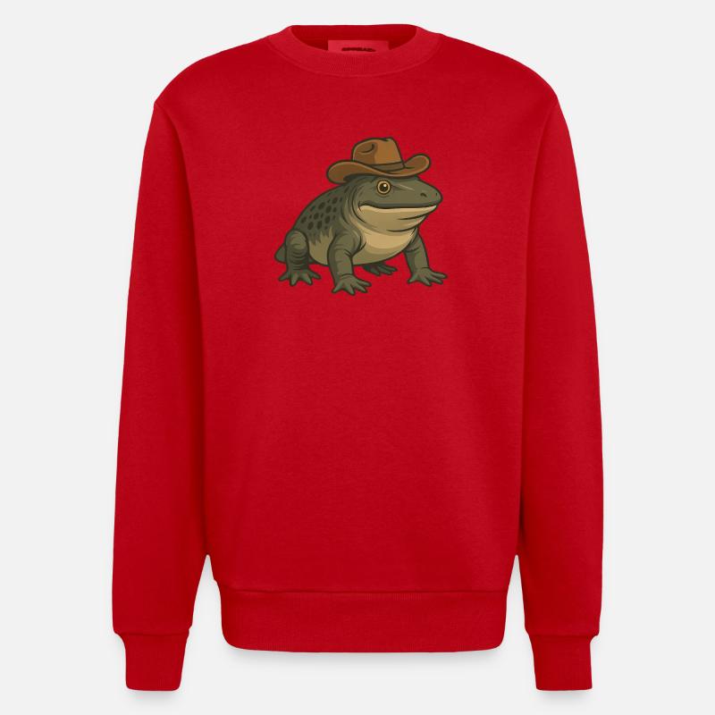 Urzeitliches Amphibium Cartoon Texas Evolution - Heavyweight Oversized Organic Crew Neck Made in EU - Rot