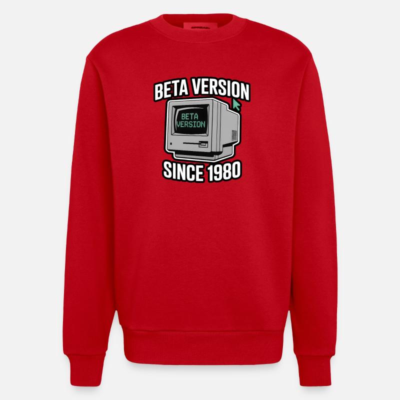 Conception de la version bêta de l’ordinateur rétro - Sweat bio épais oversize fabriqué en UE - rouge