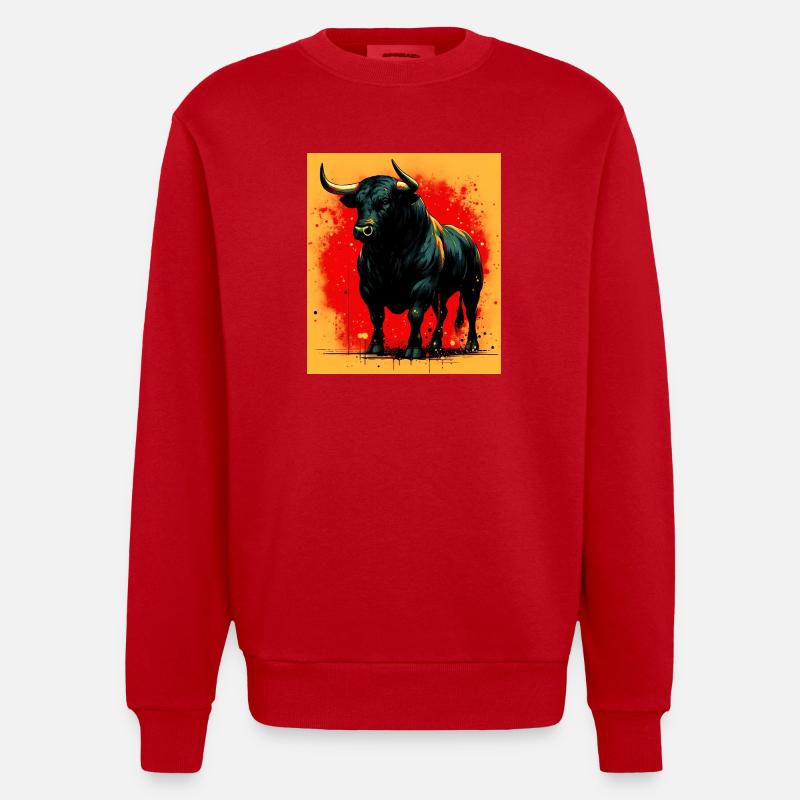 bull - Heavyweight Oversized Organic Crew Neck Made in EU - red