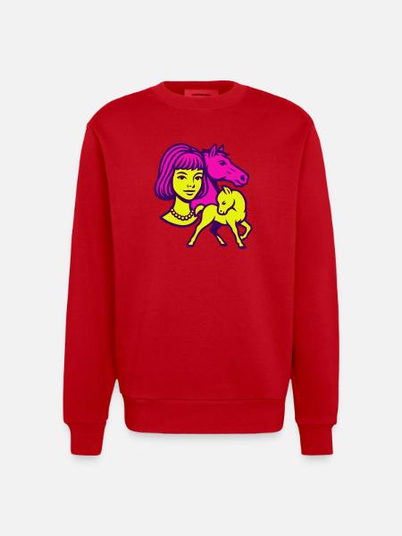 Pferdemädchen Pop-Art - Heavyweight Oversized Organic Crew Neck Made in EU - Rot