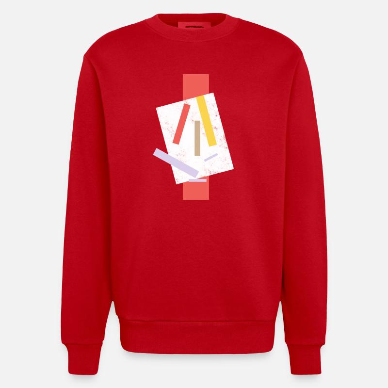 Abstrakte Farbklecks Kunstdesign - Heavyweight Oversized Organic Crew Neck Made in EU - Rot