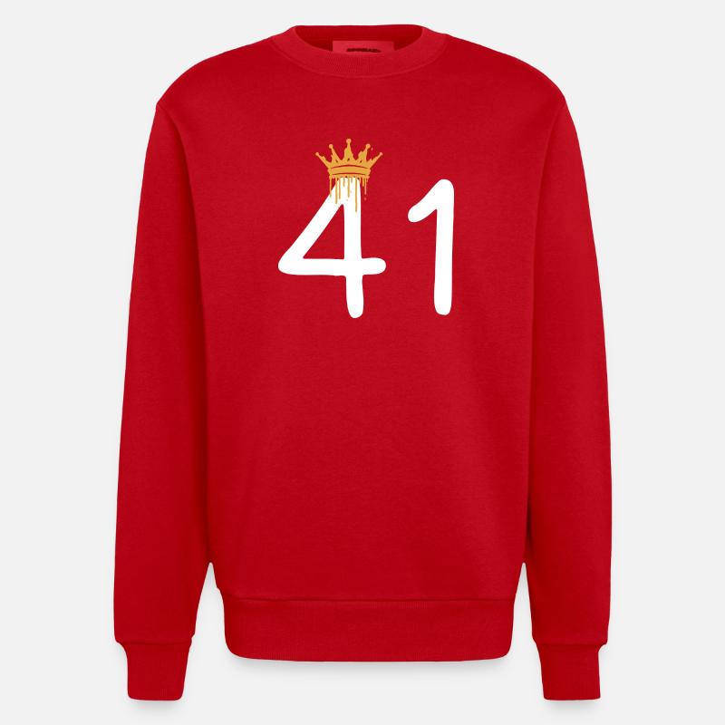Königliche Graffiti-Nummer 41 - Heavyweight Oversized Organic Crew Neck Made in EU - Rot