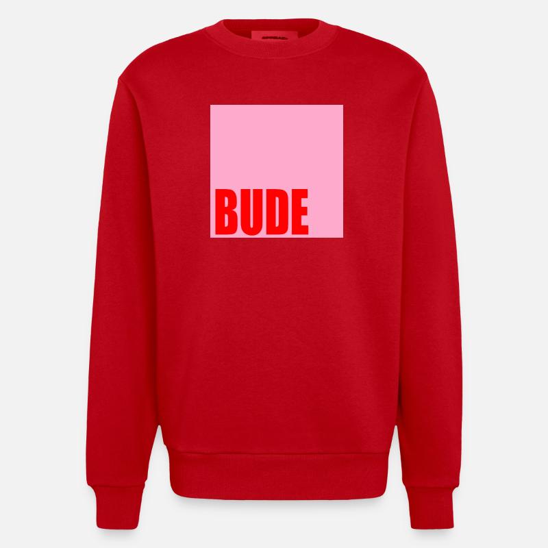 ZUHAUSE WOHNUNG BUDE - Heavyweight Oversized Organic Crew Neck Made in EU - Rot